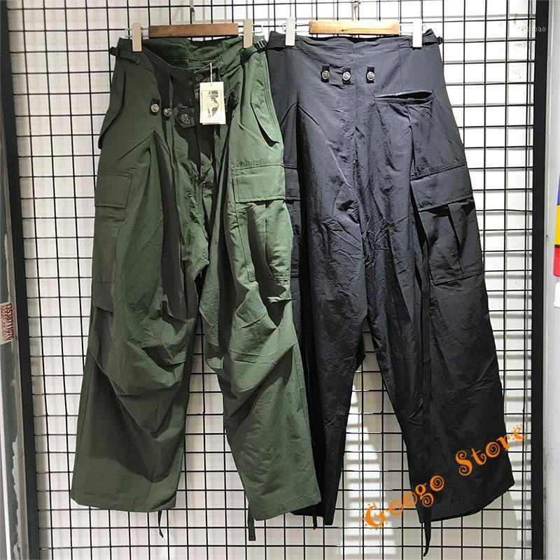 

Hip-Hop Multi-button Multi-pocket KAPITAL Wide Leg Pants Men Women Casual Loose Trousers ArmyGreen Black Ribbon Men's