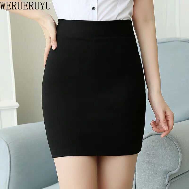 

WERUERUYU Women's skirt Woman Skirts Mini Skirt High Waist Black Suit OL Office Skirts For Womens Plus Size 210608, Photo color