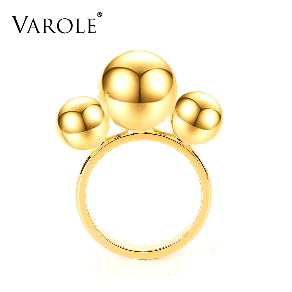 

VAROLE Beads Rings For Women Gold Color Cute Ring Fashion Jewelry Party Anillos Mujer