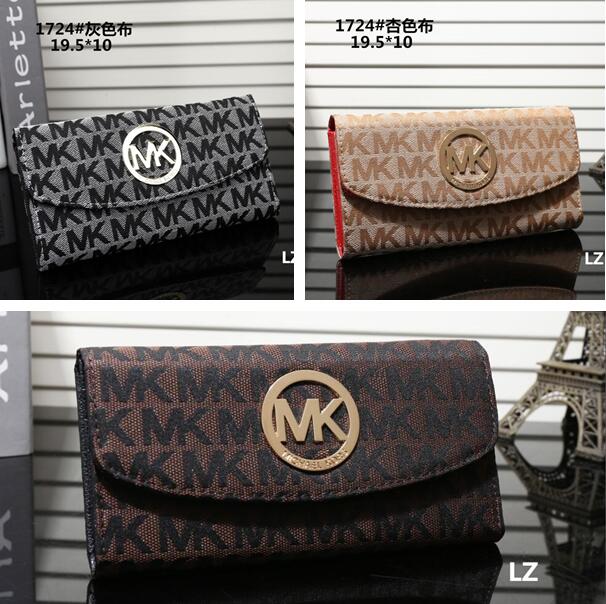 

134 Hot sell michael Mk Kors women long short zipper wallet men Bank card package coin purse leather clutch bag card holder purse, Black;brown