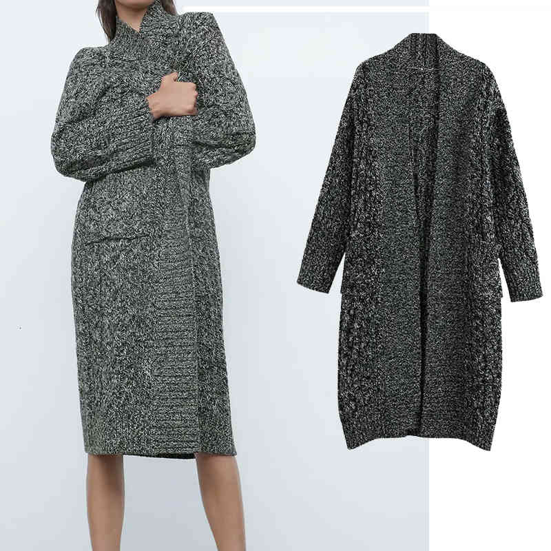 

Women's Two Piece Pants Winter Fashion casual Women Oversize Knitting Long Cardigan with Pockets Loose Causal Twist Knit Sweaters, Black