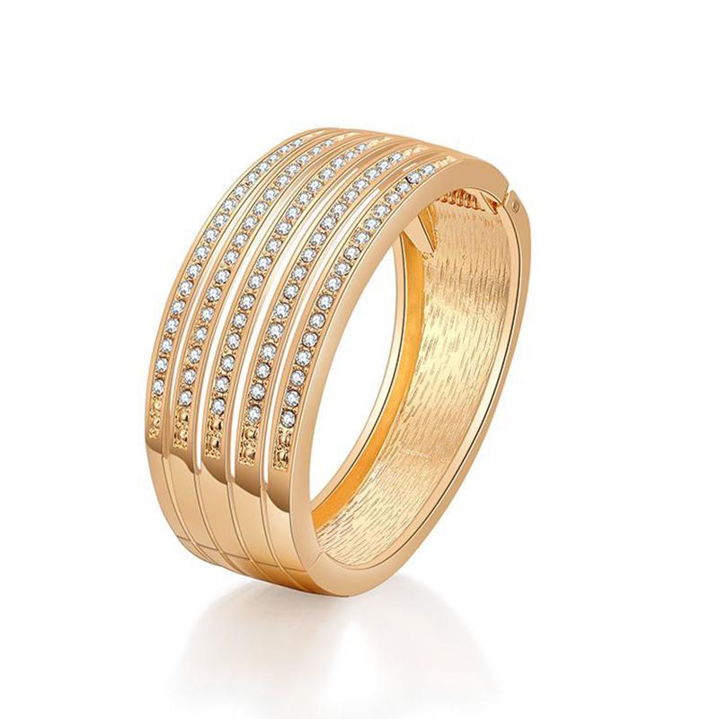 

Bangle Gold Morocco Wide Bracelet For Women Crystal Alloy Punk Dubai Wedding Jewelry