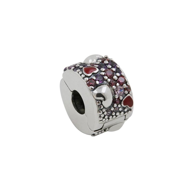 

Factory wholesale 925 Sterling Chains Silver Valentine's Day Asymmetric Hearts of Love Clip Charm Bead Fits European Jewelry Charm Bracelets