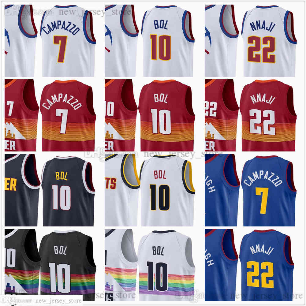 

Top Quality Printed Basketball 10 Bol Bol Jerseys Custom 2021 News White City 7 Facundo Campazzo 22 Zeke Nnaji Black Red Blue Yellow Jersey