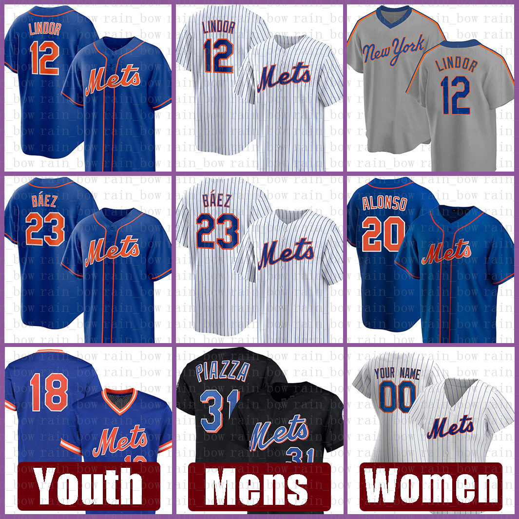 

New Custom York Met Baseball Jersey 23 Javier Báez 12 Francisco Lindor Mens 20 Pete Alonso Women 48 Jacob deGrom Youth 18 Darryl Strawberry 24 Robinson Cano Amed Rosario, Mens-daduhui