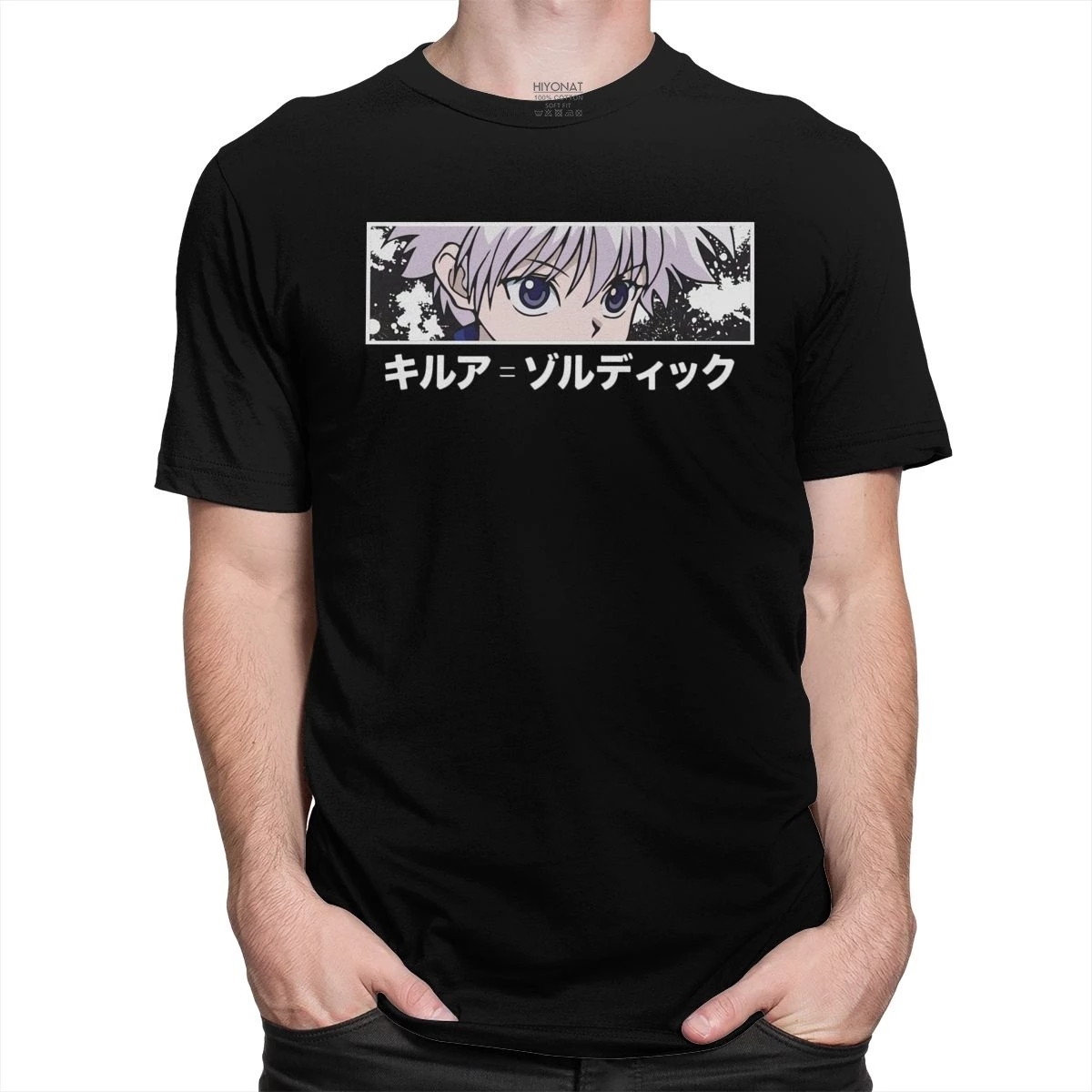 

Funny Men Tshirt HXH Killua Zoldyck T Shirt Short Sleeves Pure Anime Manga Tee Round Neck Leisure HunterxHunter T-shirt, White;black