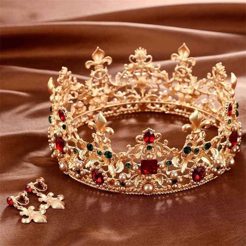 

Luxury Baroque Pearl Retro Crystal Gold Crown Bridal Wedding Jewelry Rhinestone Tiaras Crowns Pageant Dress Hair Accessories