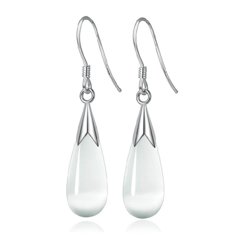 

S925 Silver Earrings For Women Opal Pink White Cat Eyes Drop Dangle Earring Rose Gold Tassels Bridal Wedding Jewelry Wholesale