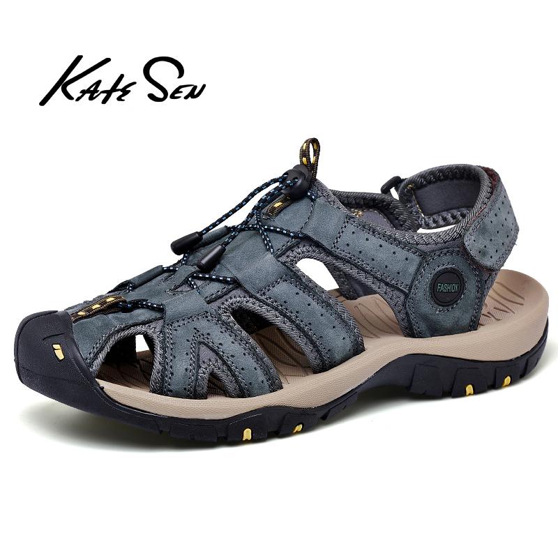

Sandals KATESEN 2021 Fashion Men's Summer Soft Beach Flip Flop Comfortable Genuine Leather Outdoor Men Roman, Black