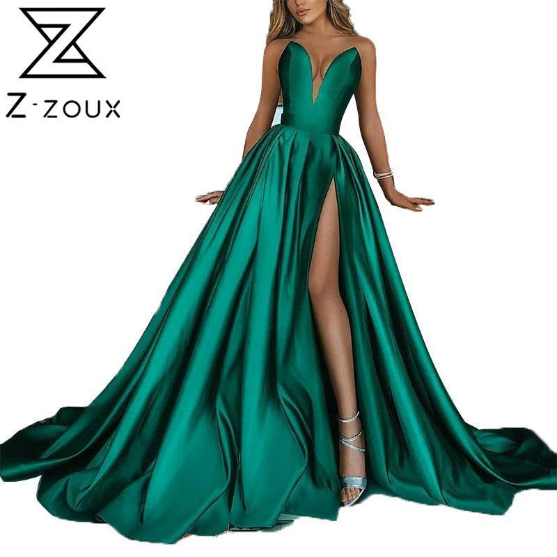 

Women Dress Temperament Party es Deep V Neck Sleeveless Split Maxi es Plus Size Sexy Wedding Fashion 210524, Dark blue