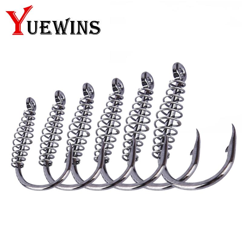 

Fishing Hooks 10pcs/lot High Carbon Steel Spring Hook Jig For Carp Barbed Swivel With Hole Accessories
