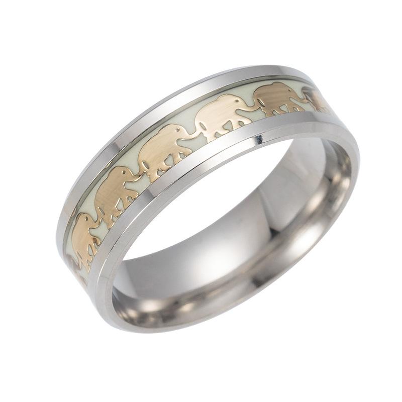 

Cluster Rings Luminous For Men Gold Color Animal Elephant Stainless Steel Women Trendy Glow In The Dark Band Ring Wholesale Jewelry Gift