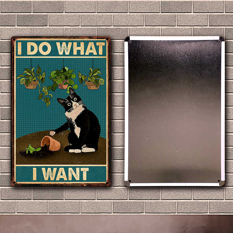 

Kelly66 Pets Black Cat Book And Coffee Do What I Want Tin Poster Metal Sign Home Pub Bar Decor Painting 20*30 CM Size Dy225