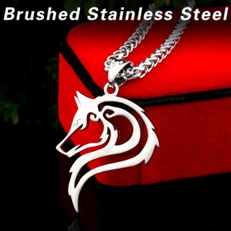 

Stainless Steel Drop Sell Viking Wolf Men Necklace Celt Head Pendant Fashion Jewelry Necklaces