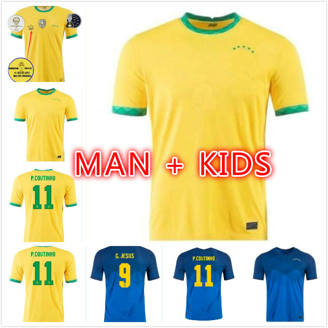 

man kids kit 20 21 brazils Richarlison G.JESUS soccer jerseys camiseta Copa America 2021 2022 COUTINHO FIRMINO Marquinhos Casemiro brasil fo, Black;yellow