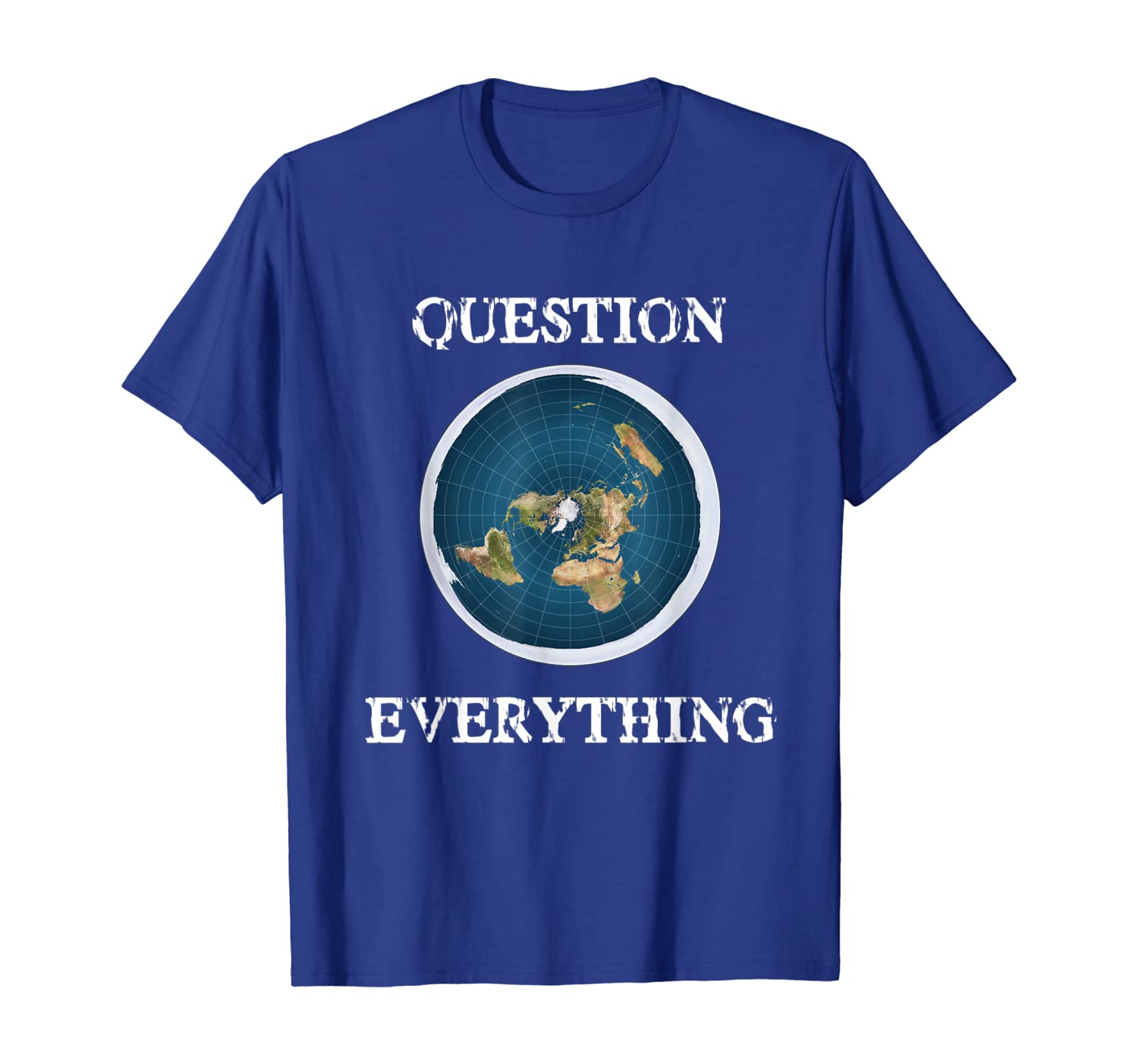 

question everything flat earth t-shirt, White;black