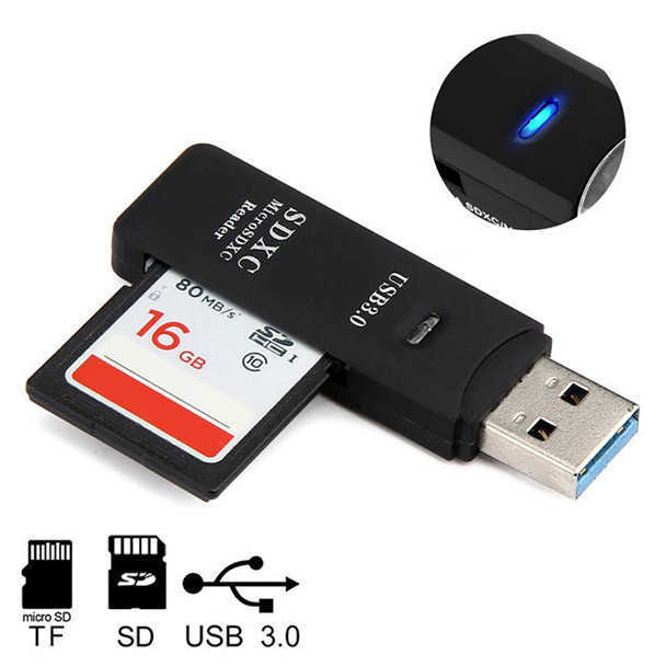 

USB3.0 Mini Card Reader Black MINI 5Gbps Super Speed USB 3.0 Micro SD/SDXC TF Card Reader Adapter lector tarjetas interno