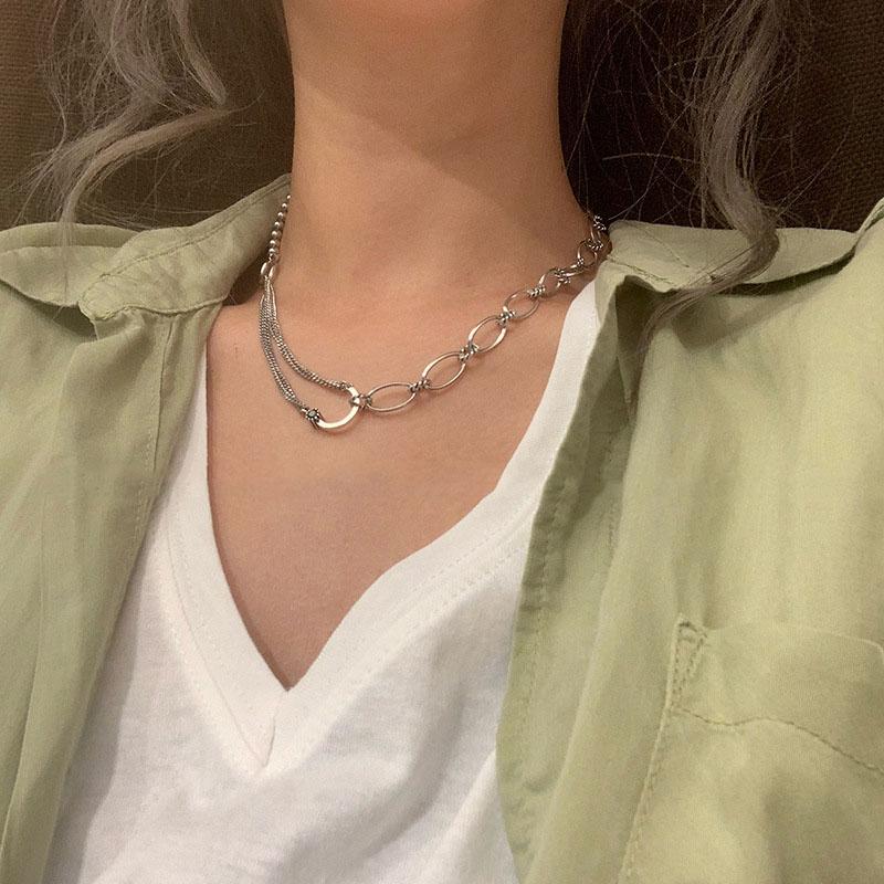 

Chains MEYRROYU 925 Silver Necklace Korean Retro Unique Style Ladies Clavicle Chain Trendy Fashion All-Match Jewelry