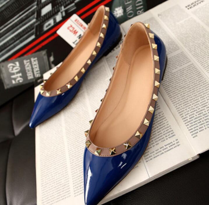 

Ladies Dress Shoes Stud Sandals Studs Women Flats Sexy Pointed Designer Nude Fashion Wedding Studs Plus Size 34-43, 23