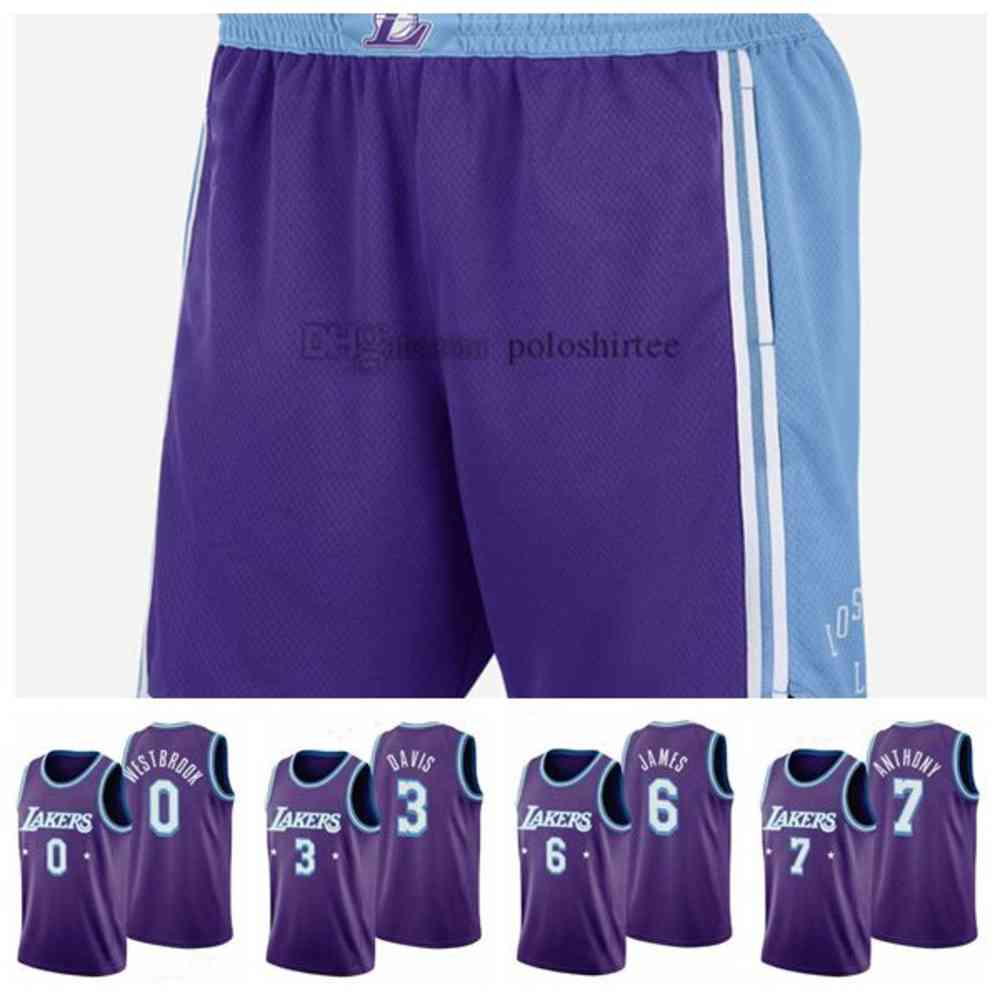 

2022 75th Mens Anthony #7 Davis #3 Basketball Jerseys Russell Westbrook #0 James #6 Shorts Sweatpants Lakers's Jersey