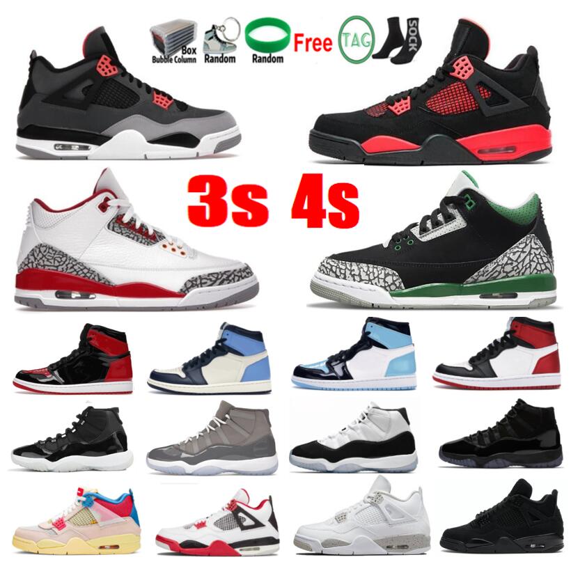 

4 Infrared 2022 Men Basketball Shoes 4S White Oreo Union Guava Ice Black Cat Bred Red Thunder 3S Cardinal Red Pine Green trainer Sneakers, 32