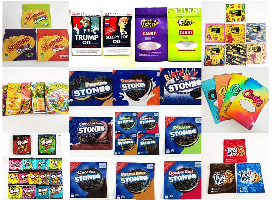 

500mg cereal mylar bag plstic zip lock infused stoneos oreo myla edibles bags ziplock smell proof wrapper baggie from factory