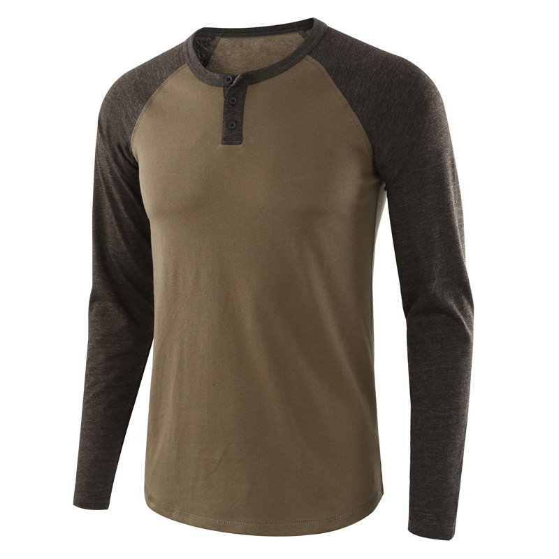 

Men' Shirt Men Slim Fit Long Sleeve Henley Collar Shirts Casual 3 Buttons T-Shirts, 1#