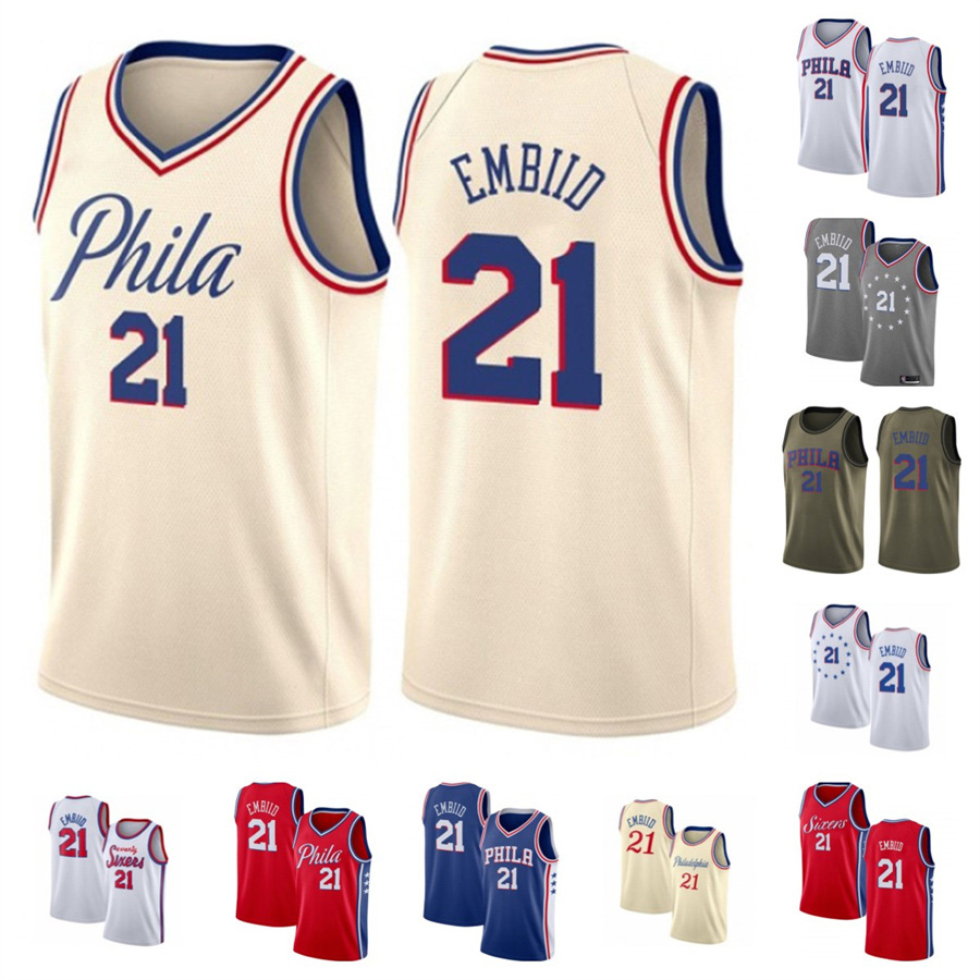 

2021 Joel custom men women youth 21 Embiid basketball jerseys red Blue jersey leave number name