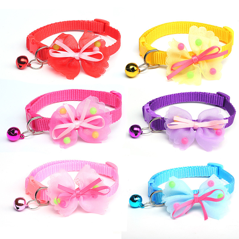 

Bow Pet Cat Collars Cute Bell Dog Collar Adjustable Kitten Collar Pet Supplies Clothing Accessories
