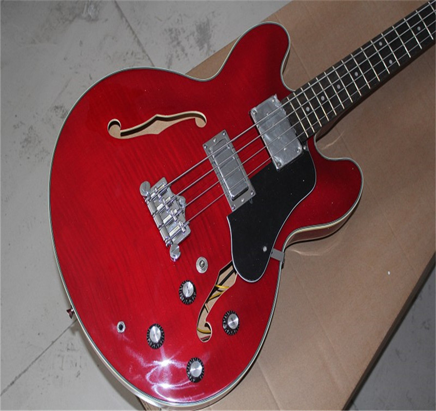 

2021 Top Quality arrival jazz Hollow 4 Strings red Electric Bass Guitar