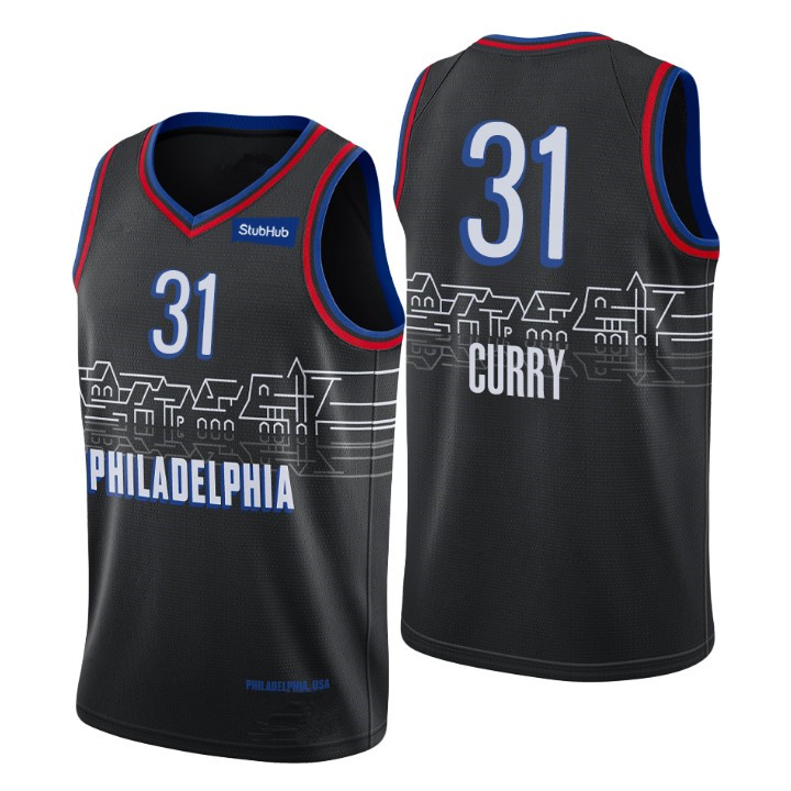 

Men #31 Seth Curry 2019-20 Icon City basketball Jersey, Black;red