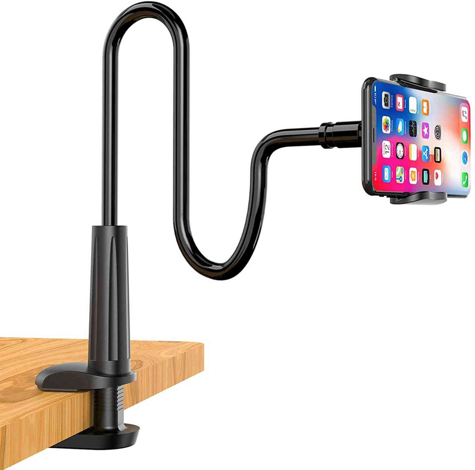 Phone Holder Stand Bed Gooseneck Mount Flexible Arm 360 Holder for Phone Clip Adjustable Bracket Clamp Iphone Tripod for Desk H1104-image-737427586