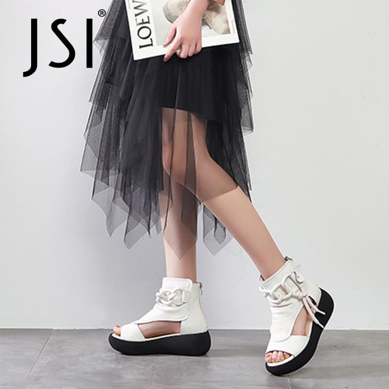 

Genuine Leather Gladiator Summer Women Shoes Sandals Platform Comfortable Dressing Retro Style Chain Casual 2021 VO171 Dress, Black
