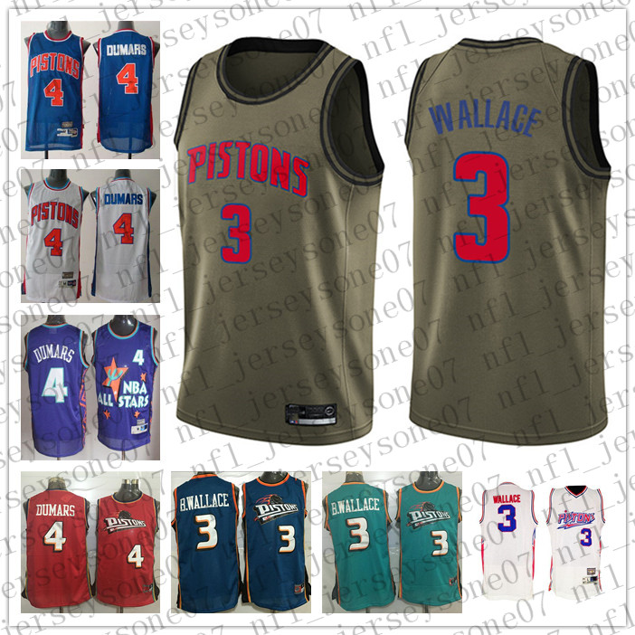 

2021 Custom detroit Mens women youth Pistonss 3 Ben Wallace 4 Joe Dumars Blue Throwback Basketball jersey