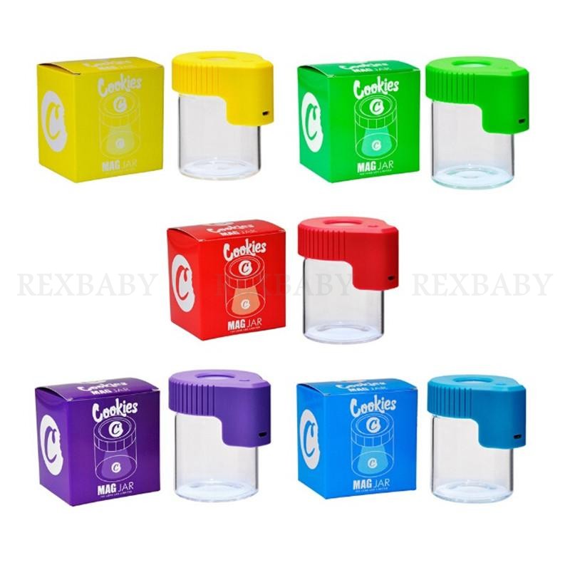 

Cookies LED Storage Jar Magnifying Stash Container 155ml Mag Jar Glowing Container Vacuum Bottle for Dry Herb Tobacco Gummies Edible