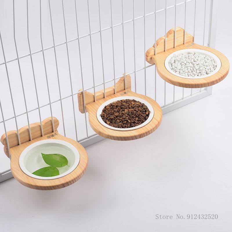 

Cat Bowls & Feeders Adjustable Ceramic Dog Bowl Wall Pet Feeder Accessories