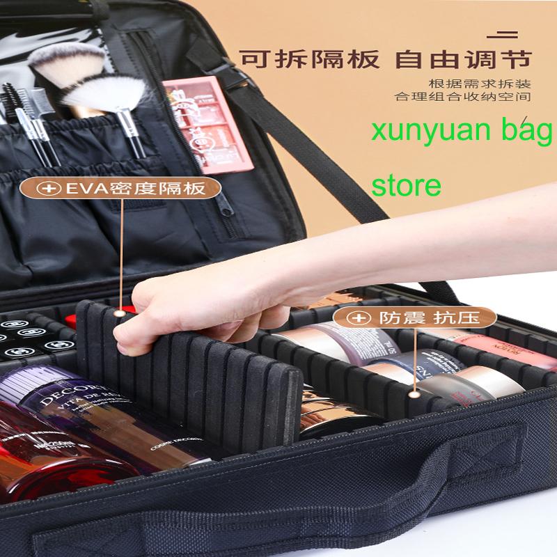 

Tote Cosmetic Bag For Women Double Zipper Makeup Toiletries Grooming Kit Large Nylon Travel Insert Organizer Handbag Purse Bags & Cases