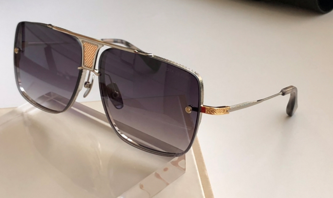 

Rimless Rectangle Sunglasses Gold Silver/Grey Shaded Sun glasses for Men Sonnenbrille gafa de sol with box