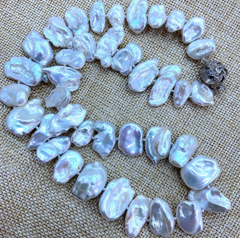 

Chains 10x14-12x22mm White Pipa Freshwater Pearl Necklace Fashion Jewelry