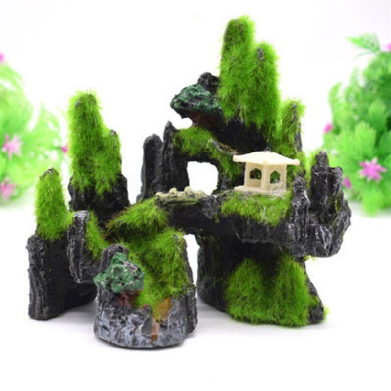 

Decorations Creative Household Fish Tank Ornaments, Flocking Resin Simulation Rockery/Coral Reef/Bridge Shape Crafts Aquarium Decoration