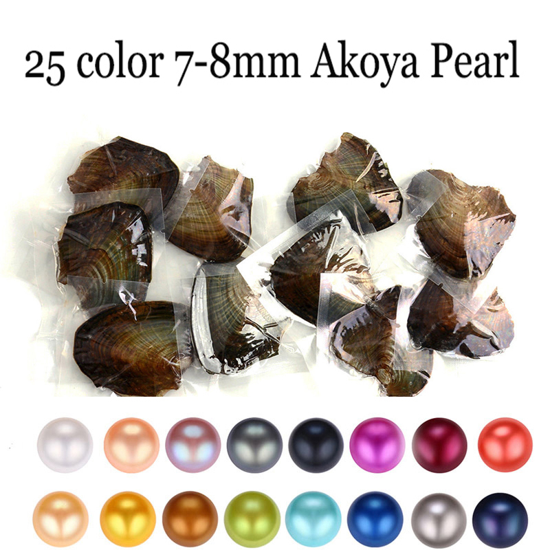 

Wholesale DIY 7-8mm 25 color natural Freshwater Whole Pearls Oyster,Mixed color Freshwater pearl vacuum packaging Whole Oyster Shell
