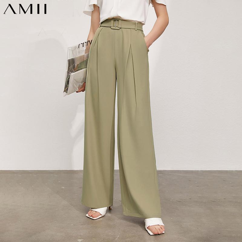 

Women's Pants & Capris Amii Minimalism Summer Causal For Women Offical Lady High Waist Loose Trousers Fashion 12130231, Black;white