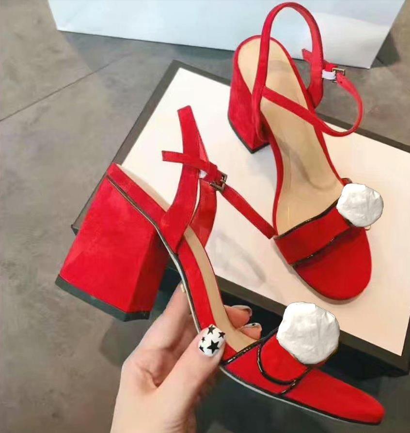 

Classic one-line metal buckles sandals with coarse patent-leather suede women's high heel party belt and sexy ladies' sandal 34-42, Black