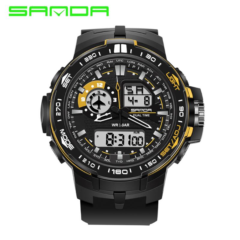 

Digtal Watch Men Dual Display Waterproof Led Outdoor Swim Sport Fashion Diving Electronic Wristwatch Black Alarm Clock Wristwatches, Slivery;brown