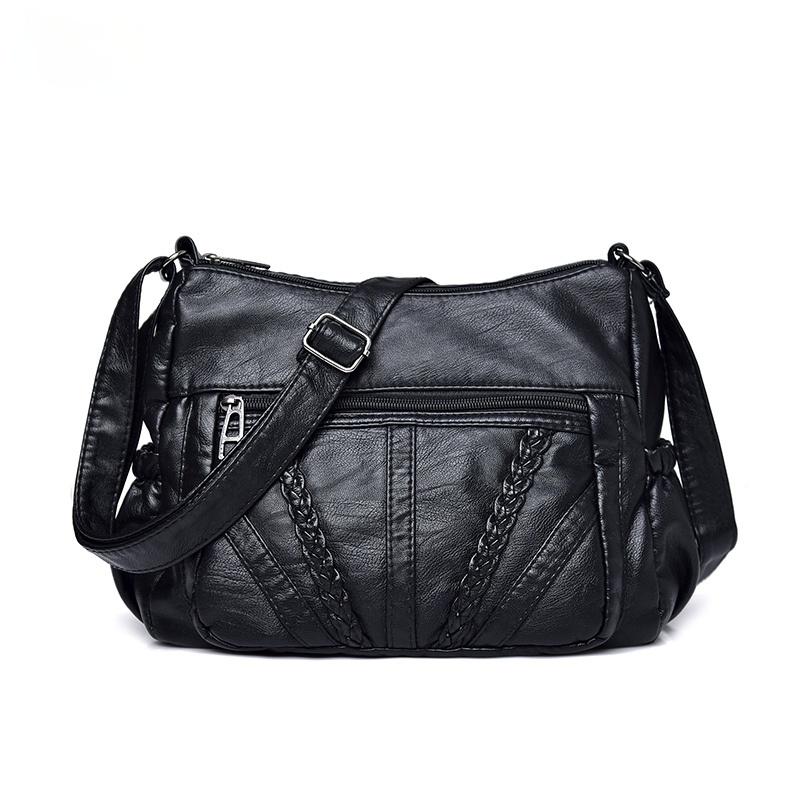 

Ladies Bag Soft PU Leather Shoulder Female Handbag Hobo Messenger Feminina Luxury Women Designer Bolsos Mujer Sac A Main Totes, Black
