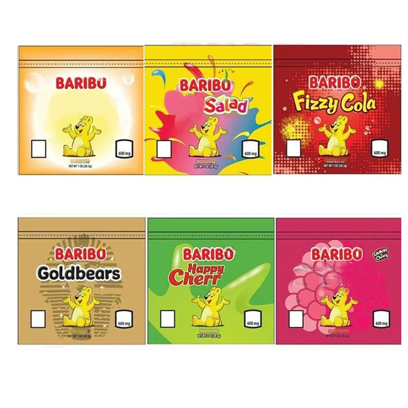 

Empty Baribo Mylar Bag Edibles Package Gummies Stash Smellproof Dustproof Baggie 600mg Retail Pouch for Dry Herb Stash