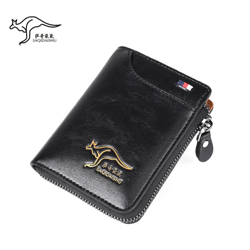 

Wallets Imitating Genuine Leather Wallet Business Holder RFID Shielding Male Mini Coin Purse Zipper Men, Red;black