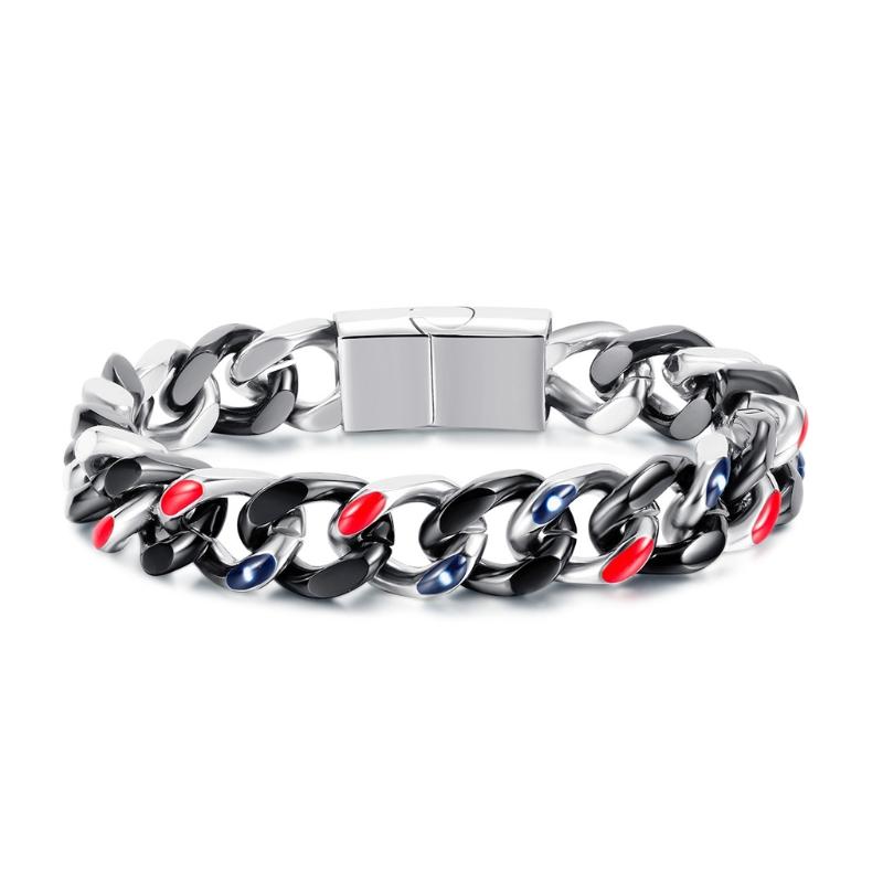 Link Chain 21cm/8.26in Vintage Punk Cuban Bracelet Titanium Steel Simple Gifts For Friends With High QualityLink-image-745984293