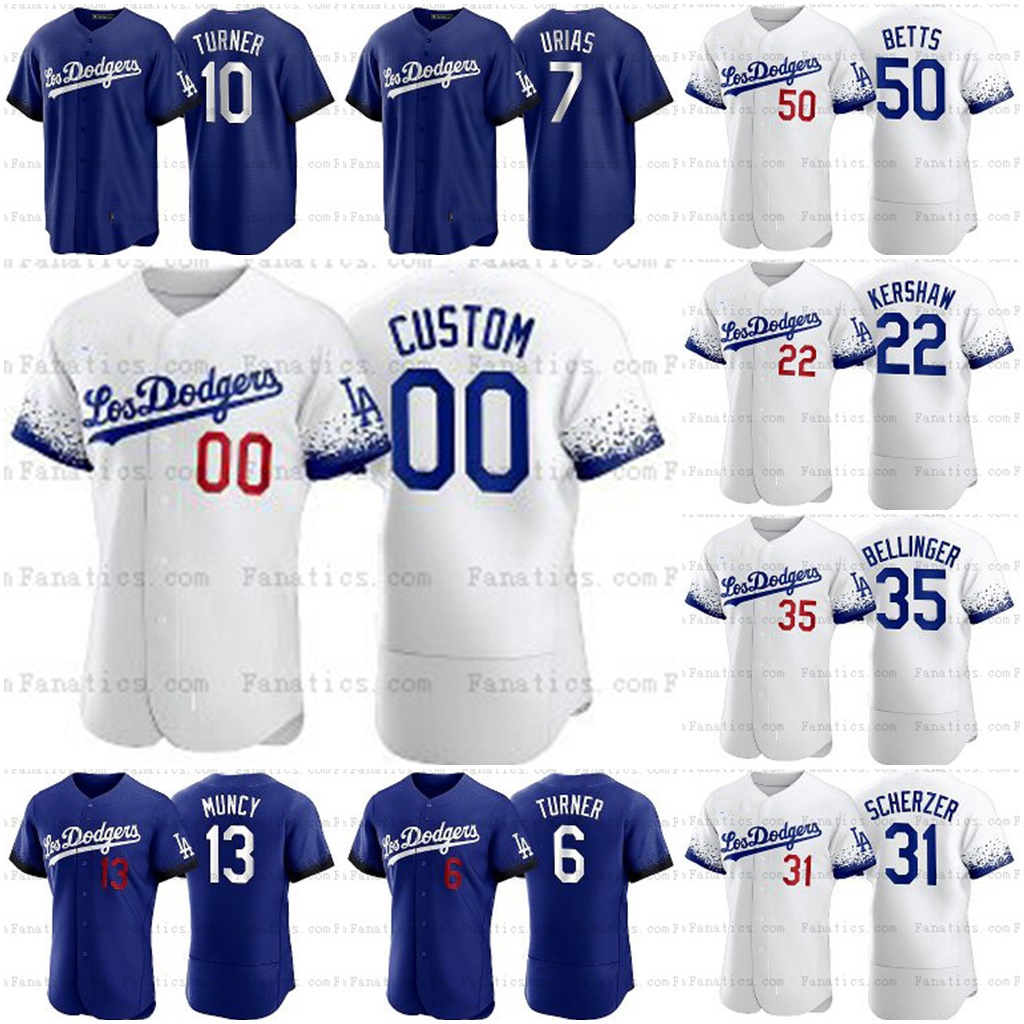 

Trea Turner Max Muncy 2021 City Connect White Royal Jersey Cody Bellinger Max Scherzer Corey Seager Clayton Kershaw Julio Urias Chris Taylor, Blue;black