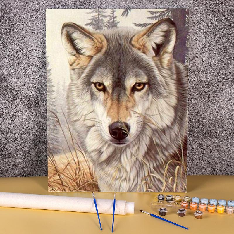 

Paintings Animal Wolf Painting By Numbers Complete Kit Acrylic Paints 50*70 Canvas Pictures Home Decor For Children Art